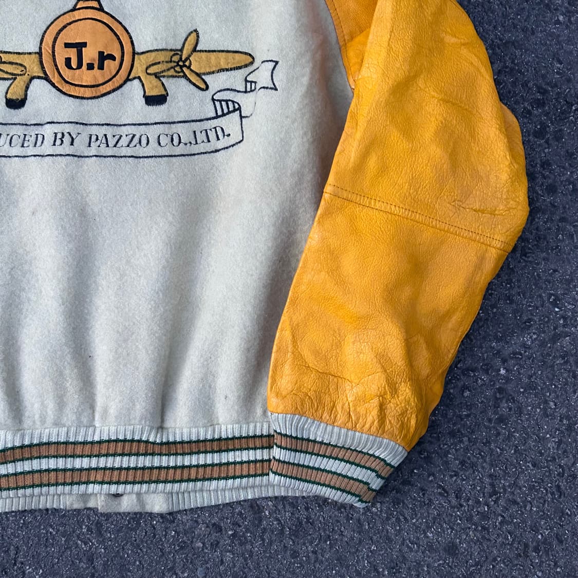 80s PAZZO 일본빈티지 가죽 자수 올드스쿨 바시티 스타디움 자켓 L 상품이미지5