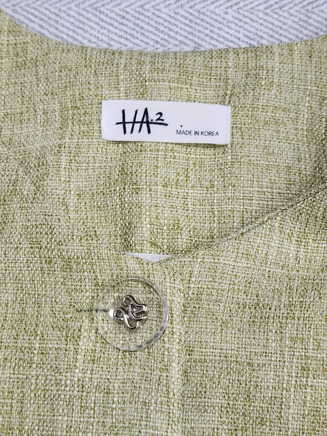 [F] 트위드 퍼프소매 반팔 여름 자켓 연그린 상품이미지4