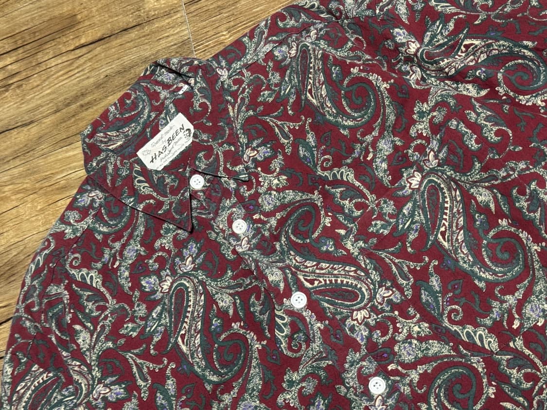 해즈빈 폴리시드 맨 버건디 페이즐리 셔츠 상품이미지4