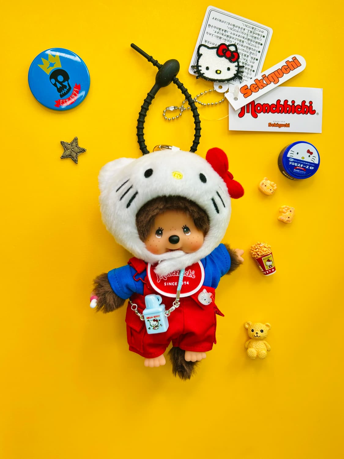 (88)♥️정품몬치치커스텀키링키티무드🍼🐒레드멜빵바지 상품이미지1