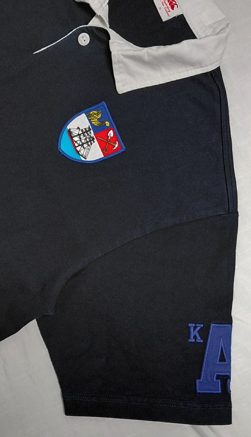 [XL] 캔터베리 오브 뉴질랜드 자수 패치 반팔 럭비 셔츠 (네이비) 상품이미지4