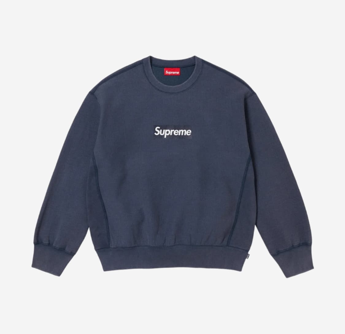 슈프림 워시드 박스 로고 크루넥 네이비 size L 상품이미지1