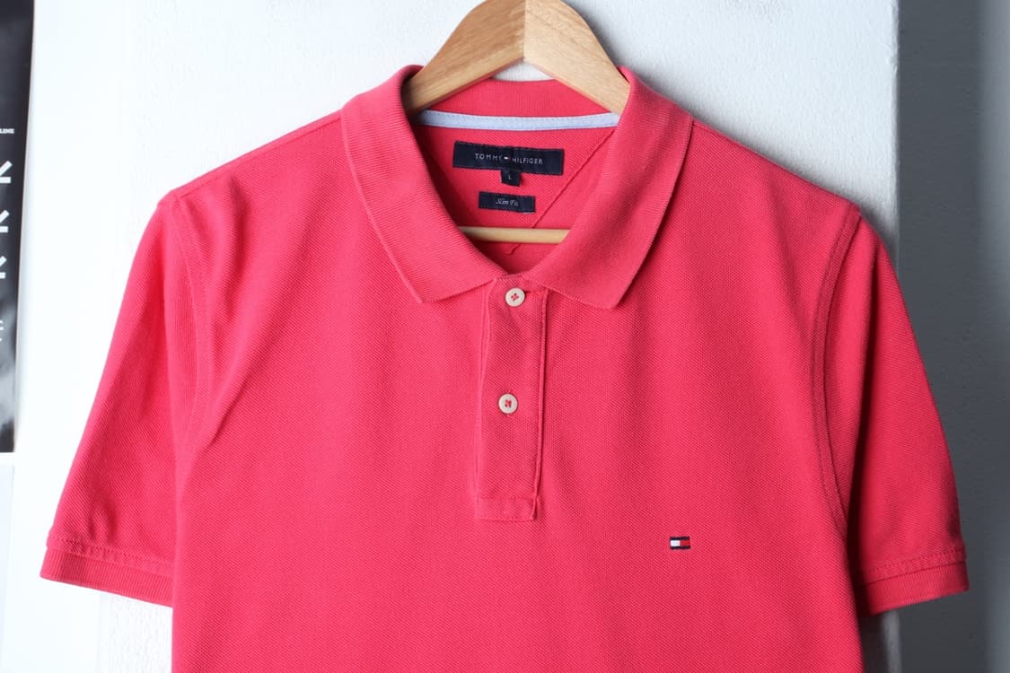 (L-2XL) 타미힐피거 반팔 카라 티셔츠 빅사이즈 핑크-199990 상품이미지3
