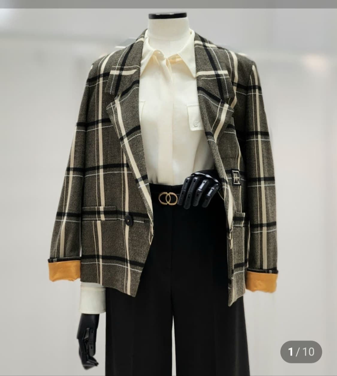 잇미샤  백버튼 체크자켓 55사이즈 상품이미지3