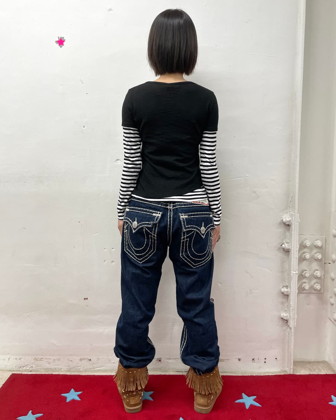 Layered Stripe Skull Strap Long Sleeve 상품이미지8