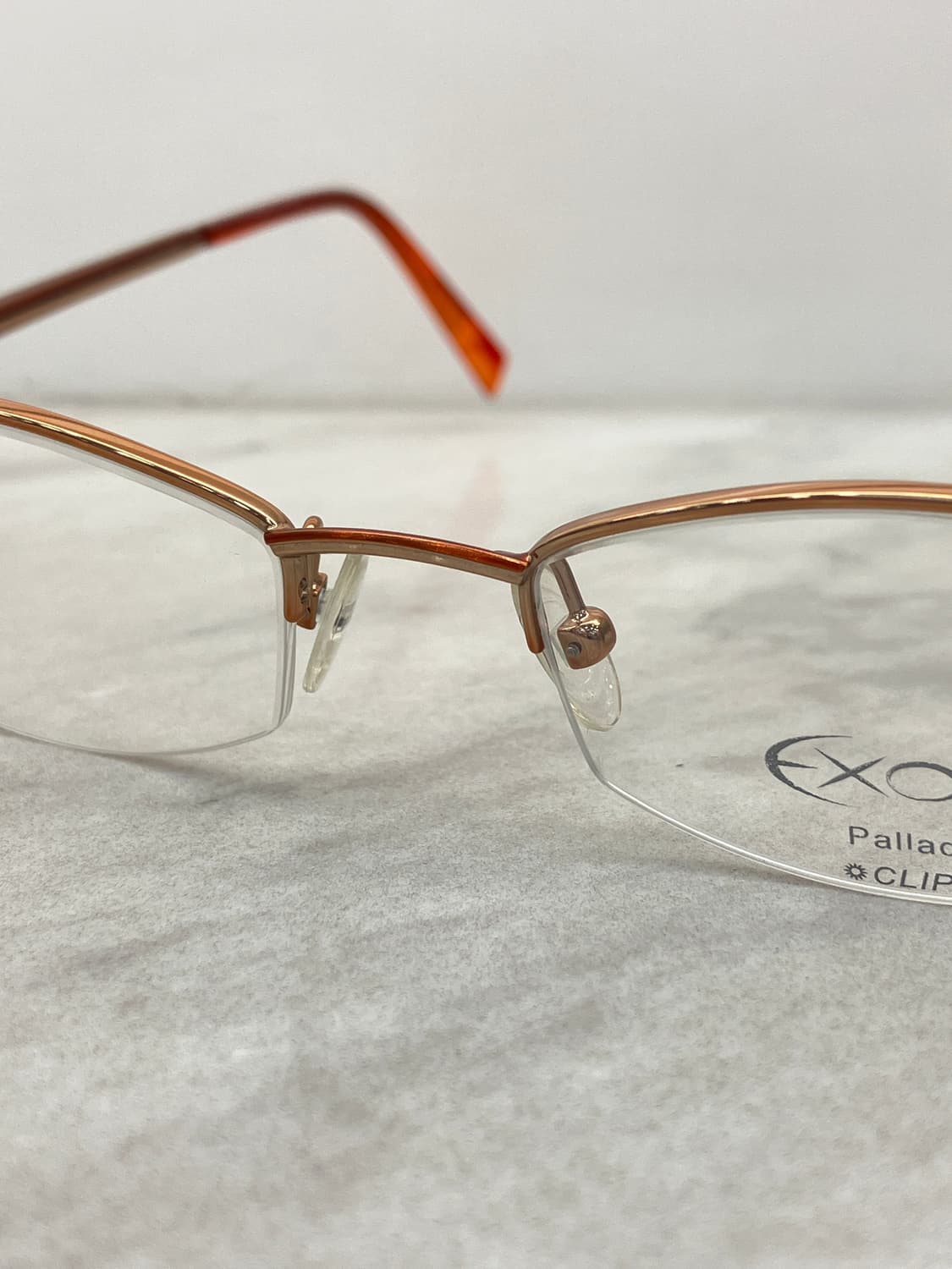 B46 엑살토 Exalto 엔틱 골드 오렌지 반무테 메탈테 안경 상품이미지5