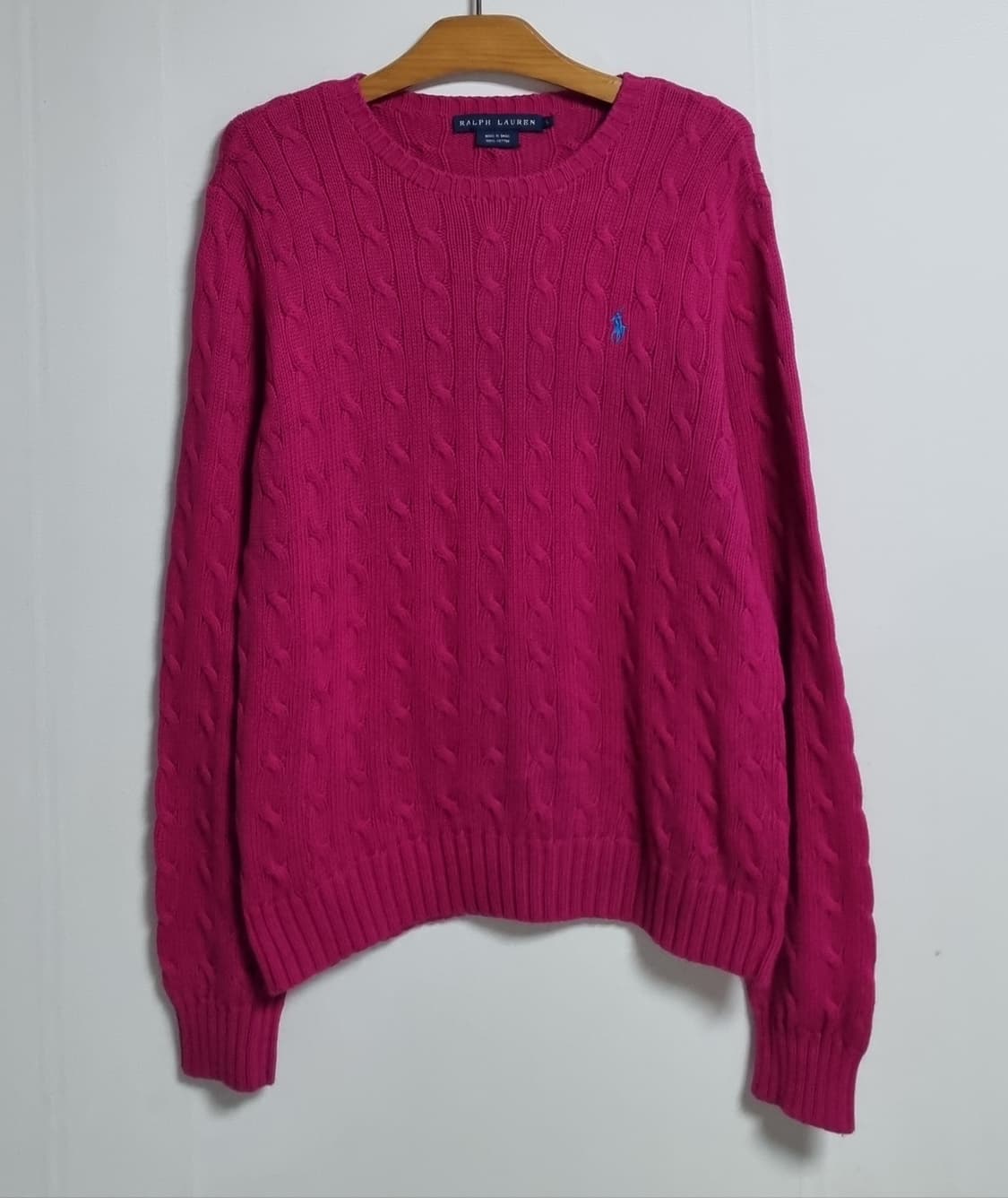 L ) 폴로 핑크 코튼 꽈배기니트 상품이미지1