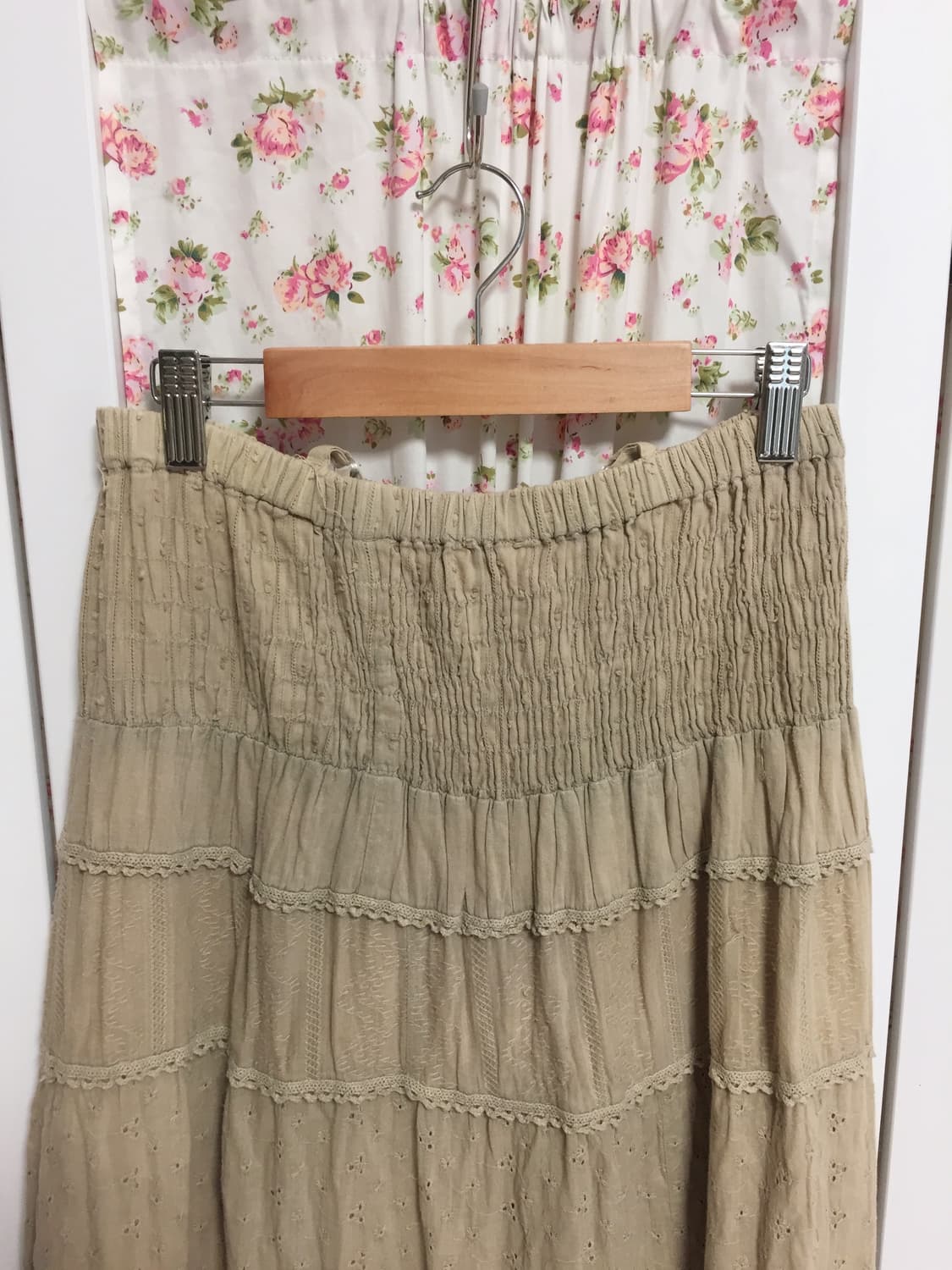 빈티지 카키베이지 롱스커트 (탑가능, 어깨끈 있음) 상품이미지4