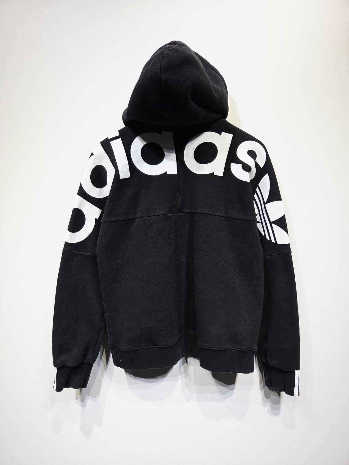 아디다스 블랙 기모 후드티 트레포일 로고_M 상품이미지4
