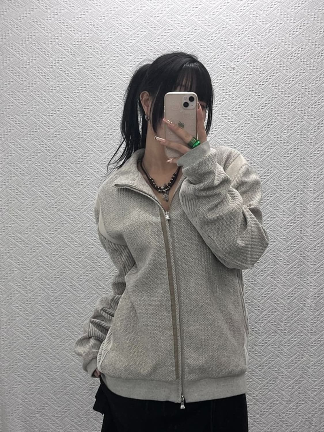 엑슬림 ep8 유니크 패치워크 니트 집업 자켓 L C08303 상품이미지1