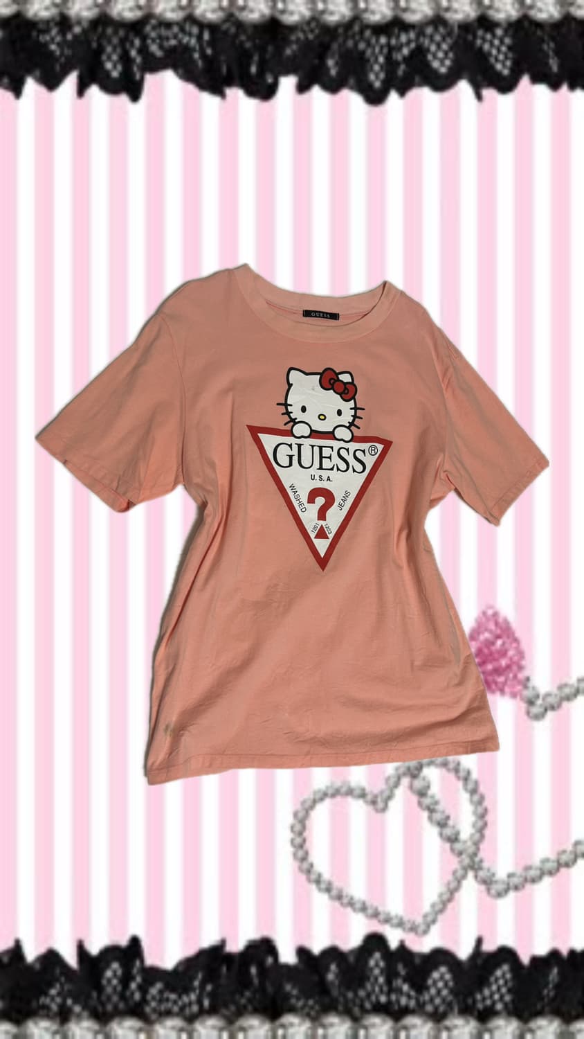 헬로키티 네온핑크 반팔 티셔츠 상품이미지1