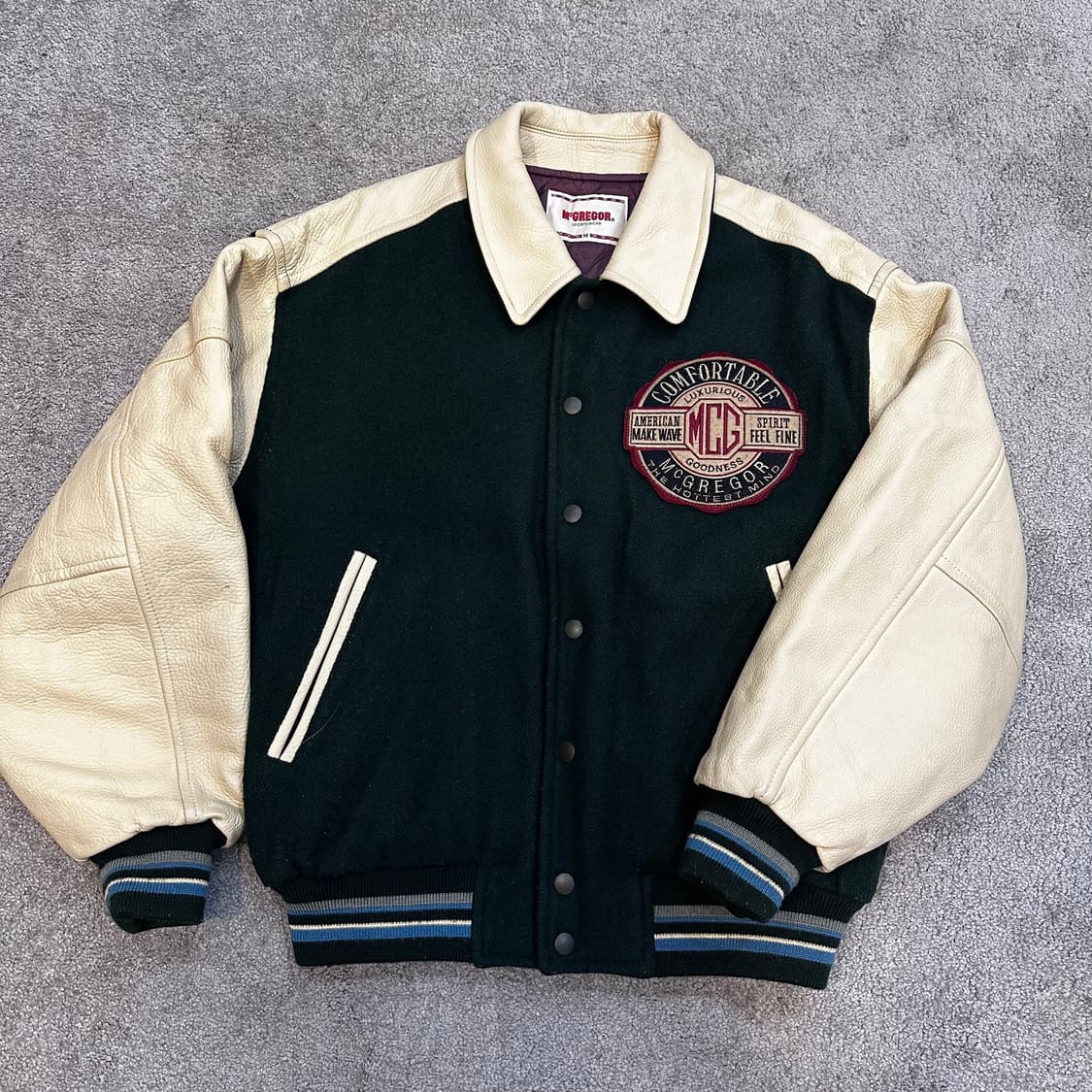 맥그리거 USA 소가죽 패치 울 바시티 자켓L 상품이미지3