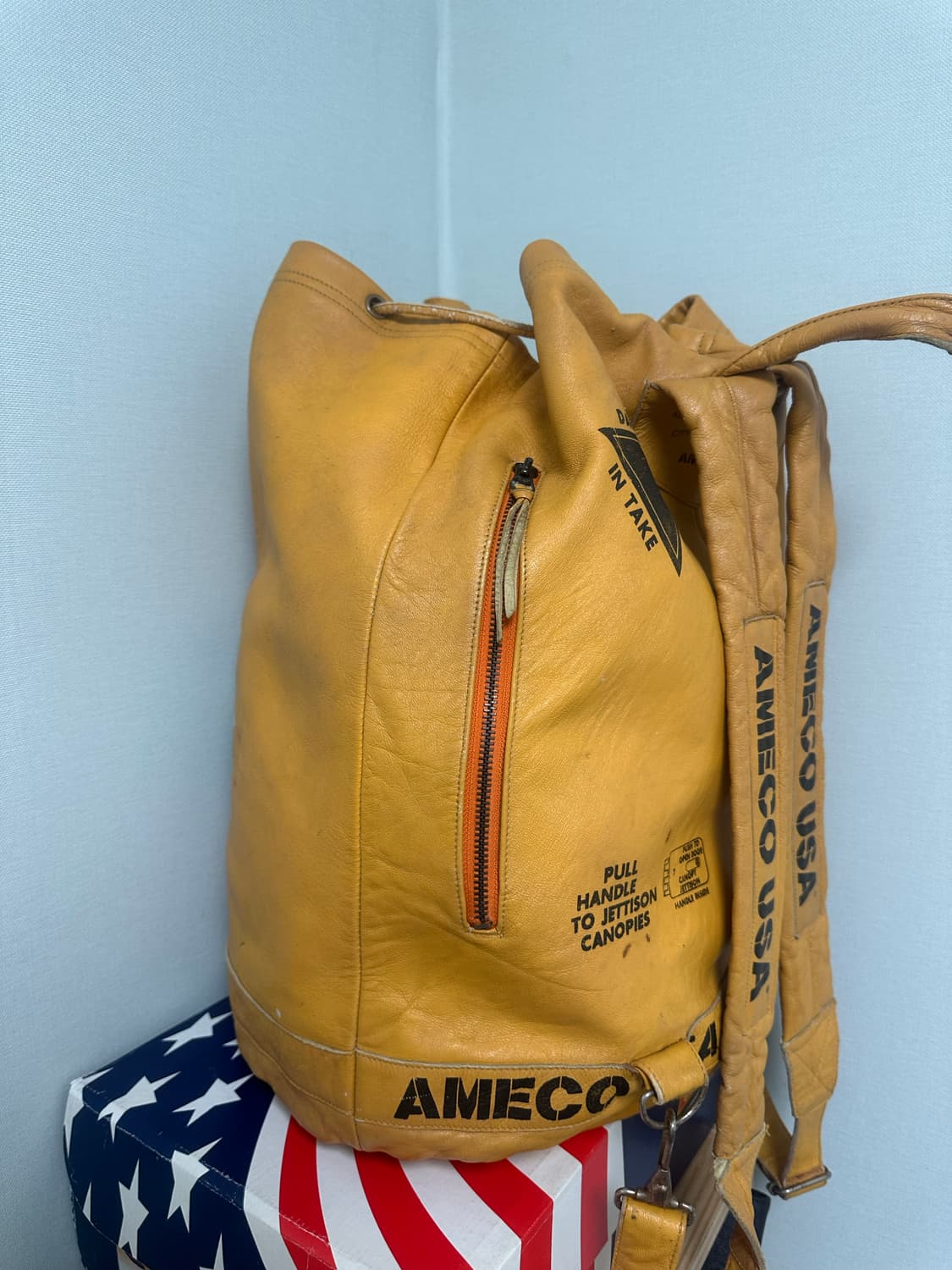 1990s AMECO 아메코 레더 밀리터리 럭색 백팩  상품이미지4