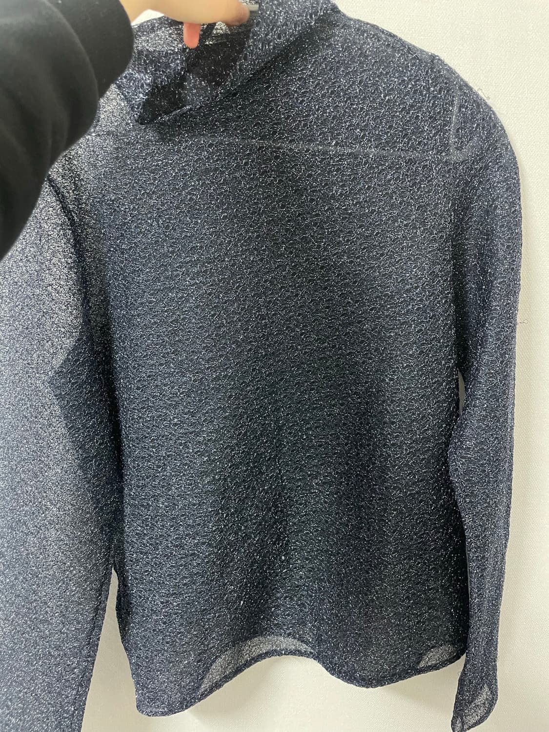 COS 코스 시스루 글리터 터틀넥 네이비 S 상품이미지1