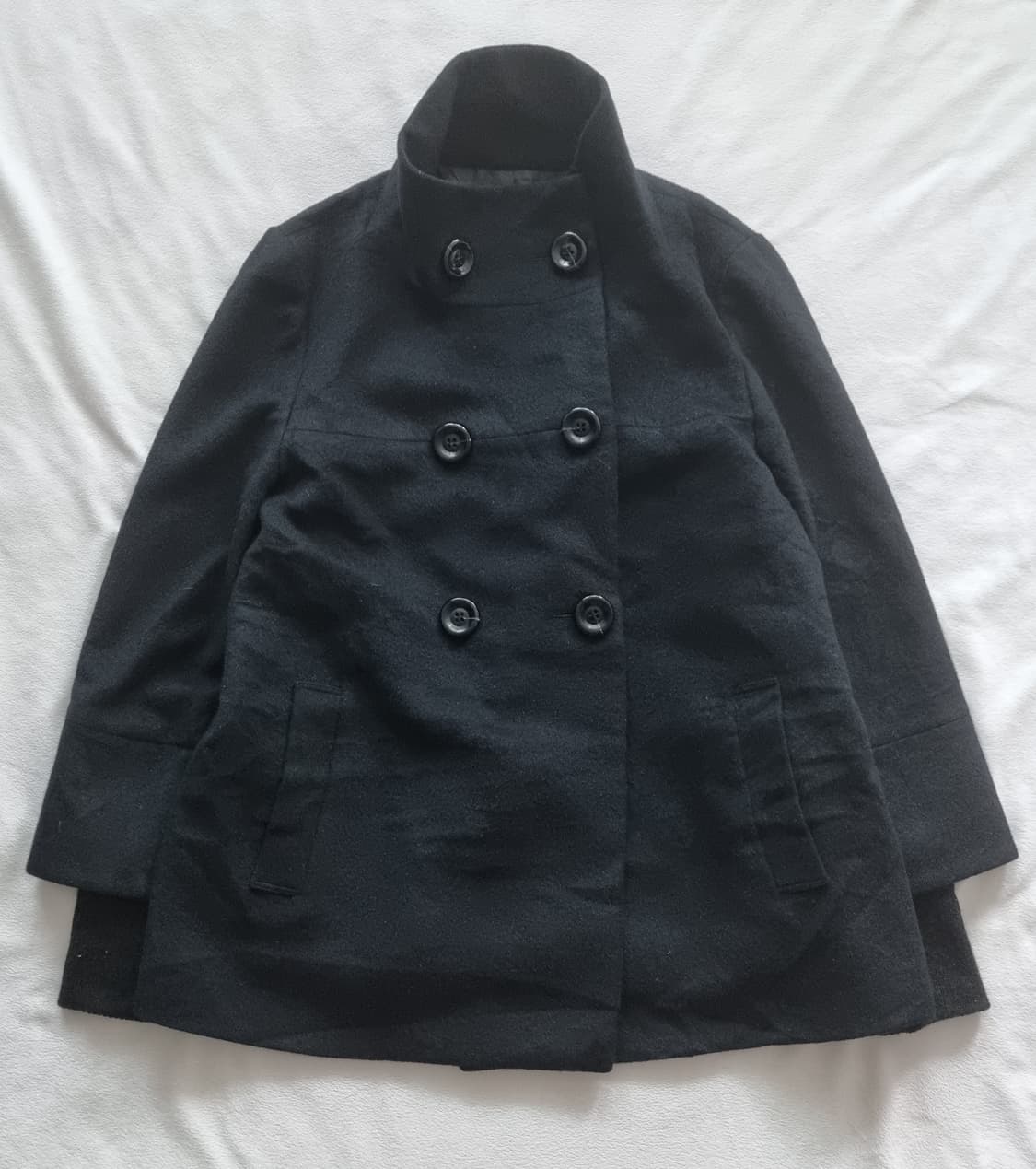 빈티지 모리걸 하구미 갸루 블랙 단추 코트 상품이미지1