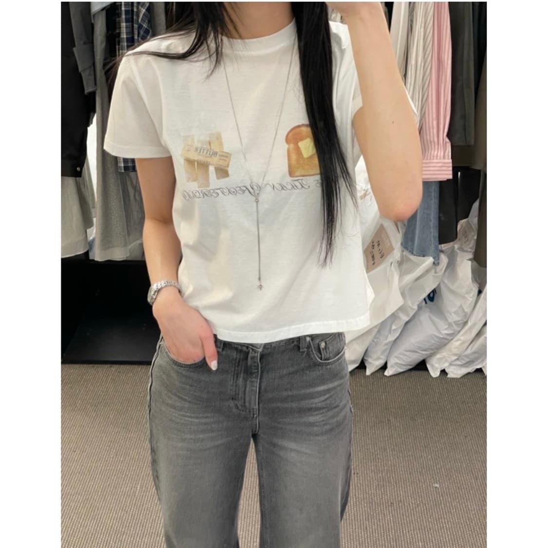 [택O새상품]모어댄예스터데이 그레이 워싱 데님팬츠M 상품이미지5