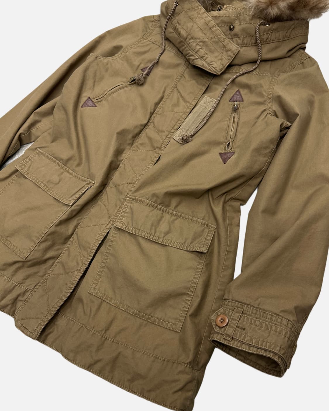 dark beige fur hood parka 상품이미지4