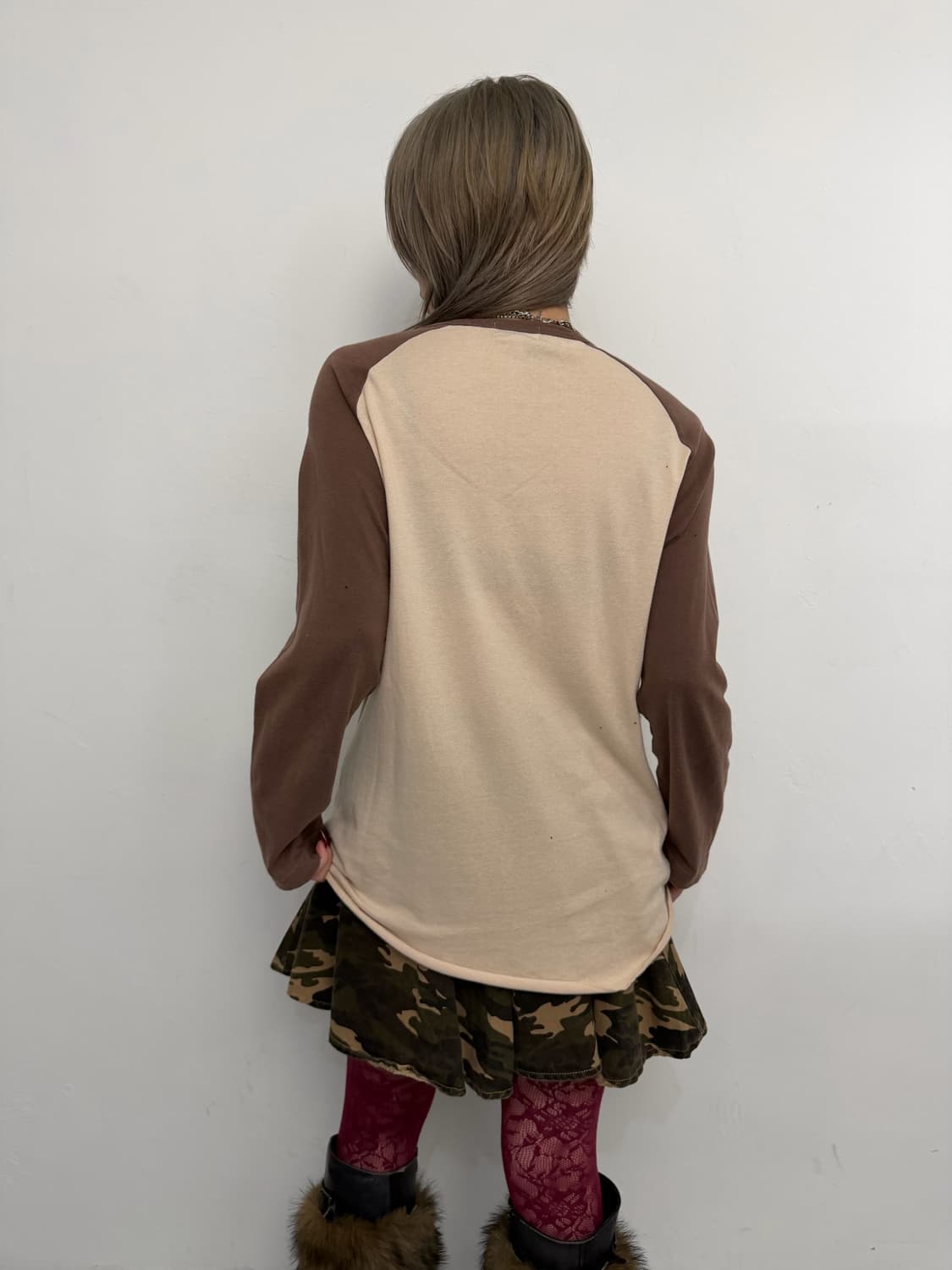 빈티지 프린팅 배색 래글런 롱슬리브 상품이미지2