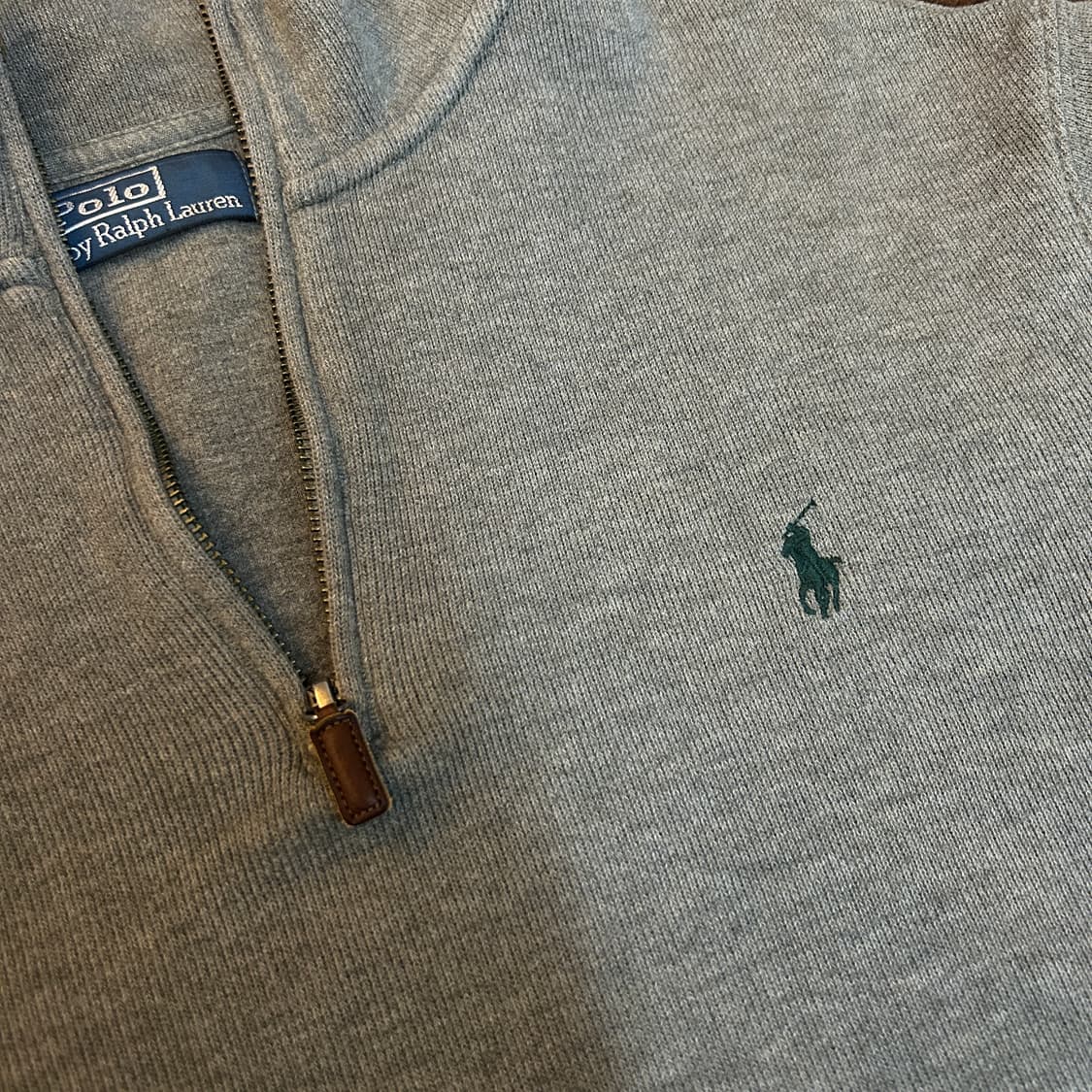 Polo RalphLauren 폴로 빈티지 니트 반집업 그레이 그린포니 상품이미지3