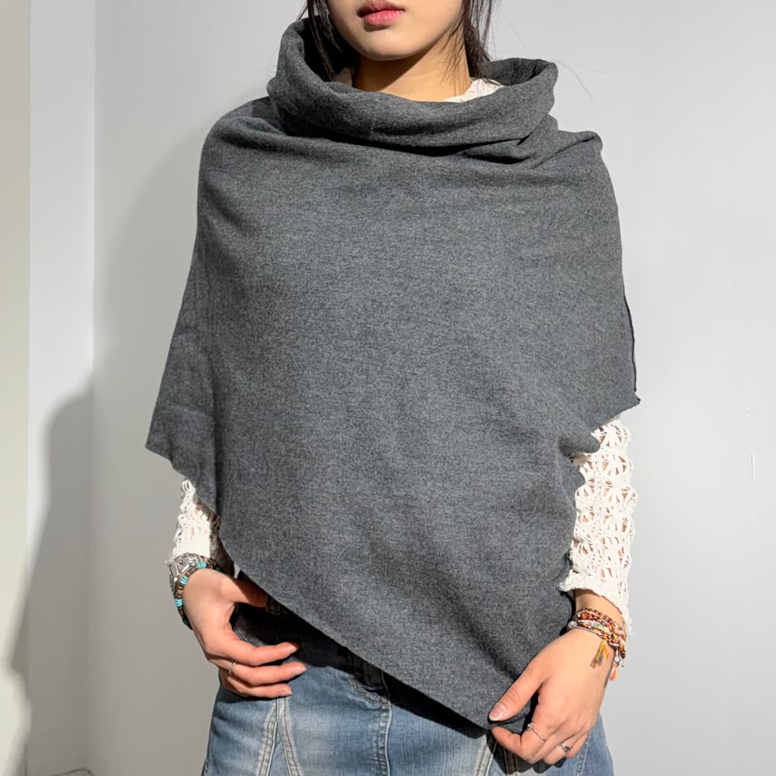 00s 헬무트랭 드레이핑 울 티셔츠 케이프 상품이미지2