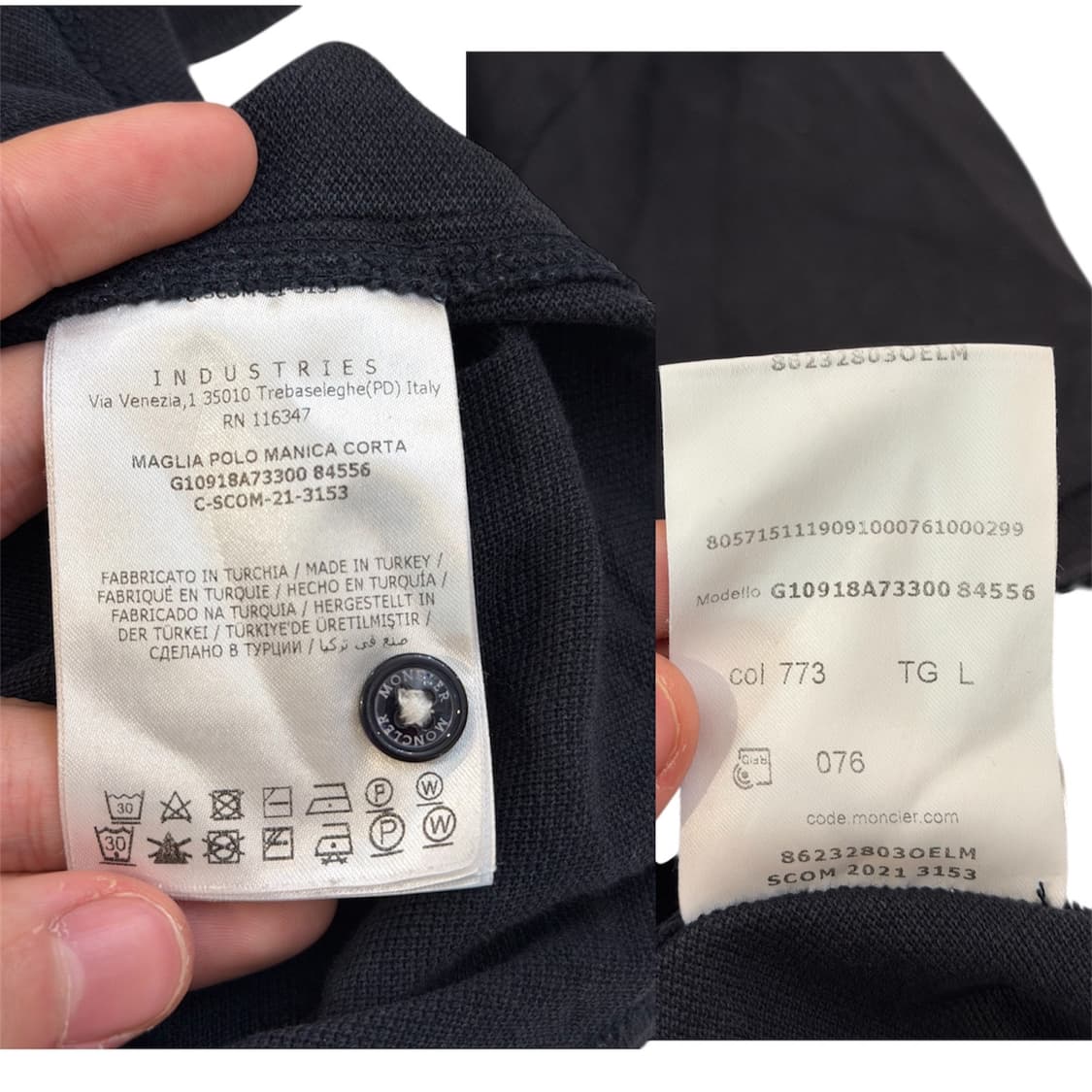 몽클레어 사이드라인 로고 패치 카라 반팔티 블랙 상품이미지8