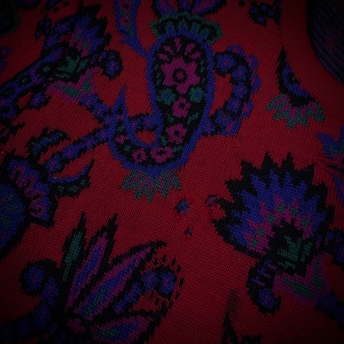 80s–90s YSL 입생로랑 Paisley Knit Jacket 상품이미지5