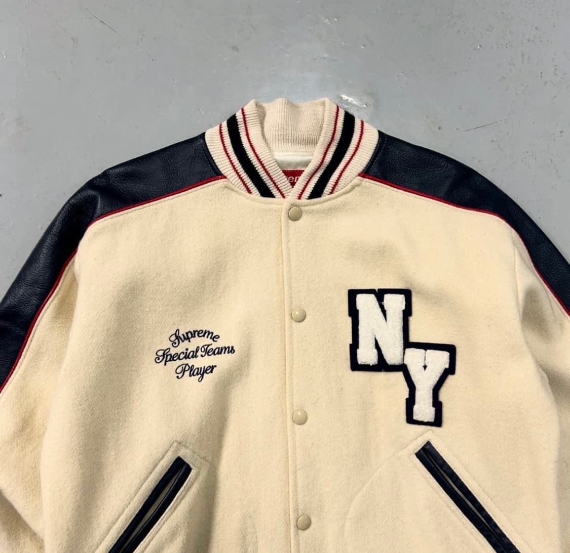 2003FW 슈프림 레더 울 바시티 자켓 상품이미지2