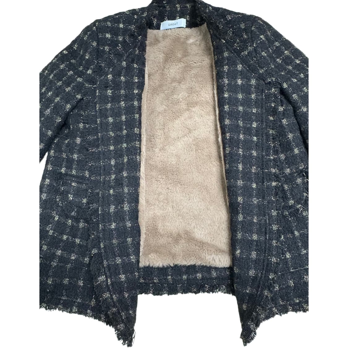 빈티지 골드블랙 단추체크 트위드 자켓 상품이미지4