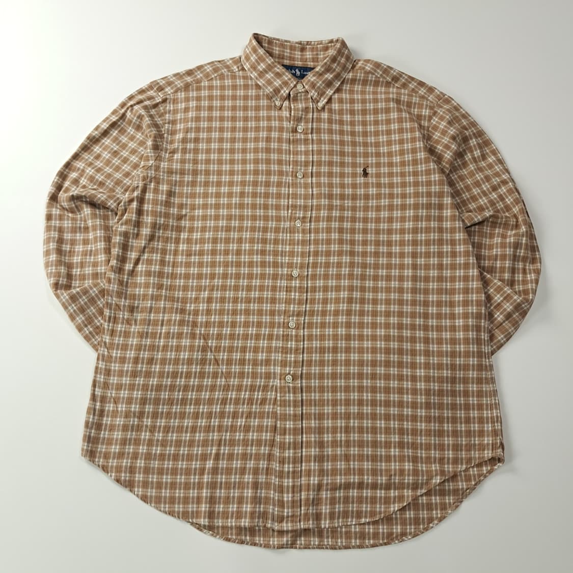 CK762 XL 폴로 90s 빈티지 컨트리 체크 브라운 셔츠 남방 상품이미지1
