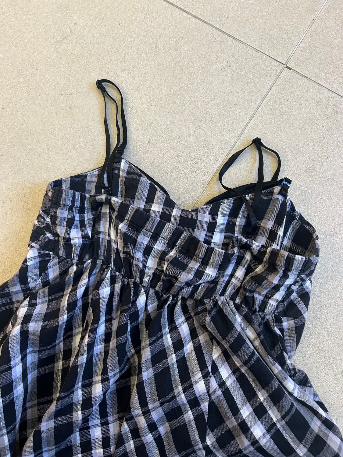 리본 체크 벌룬 원피스 상품이미지4