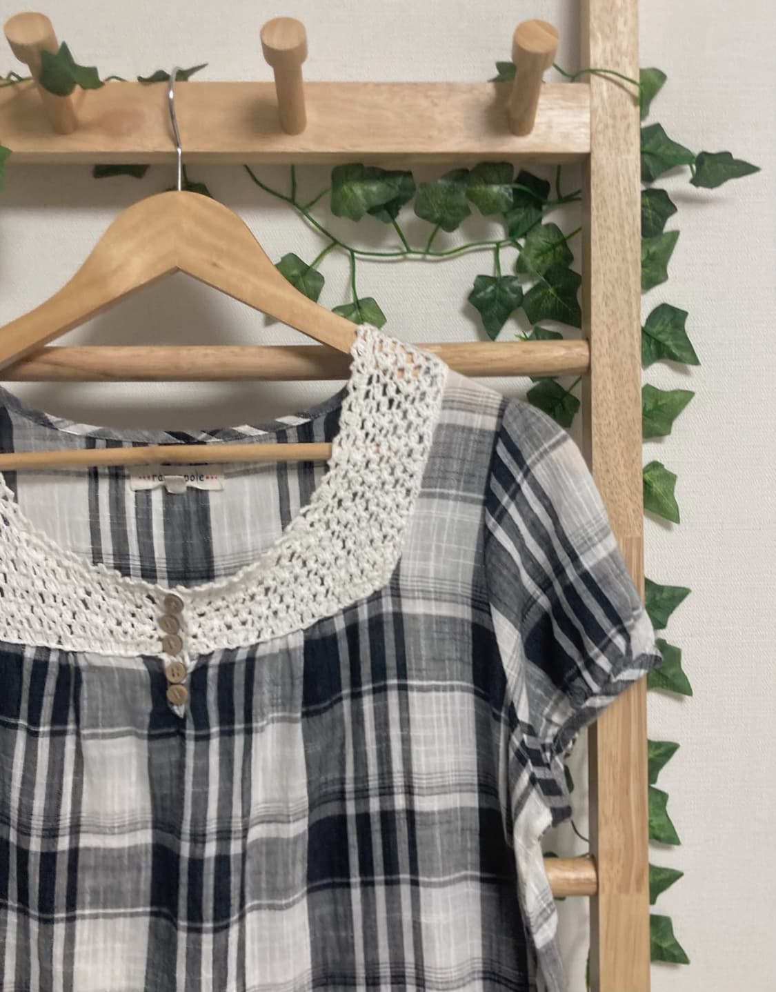 체크 크로쉐 블라우스 상품이미지3