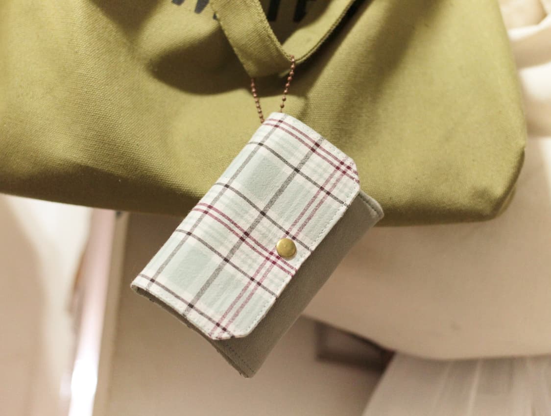 핸드메이드 민트체크 카드지갑  상품이미지2