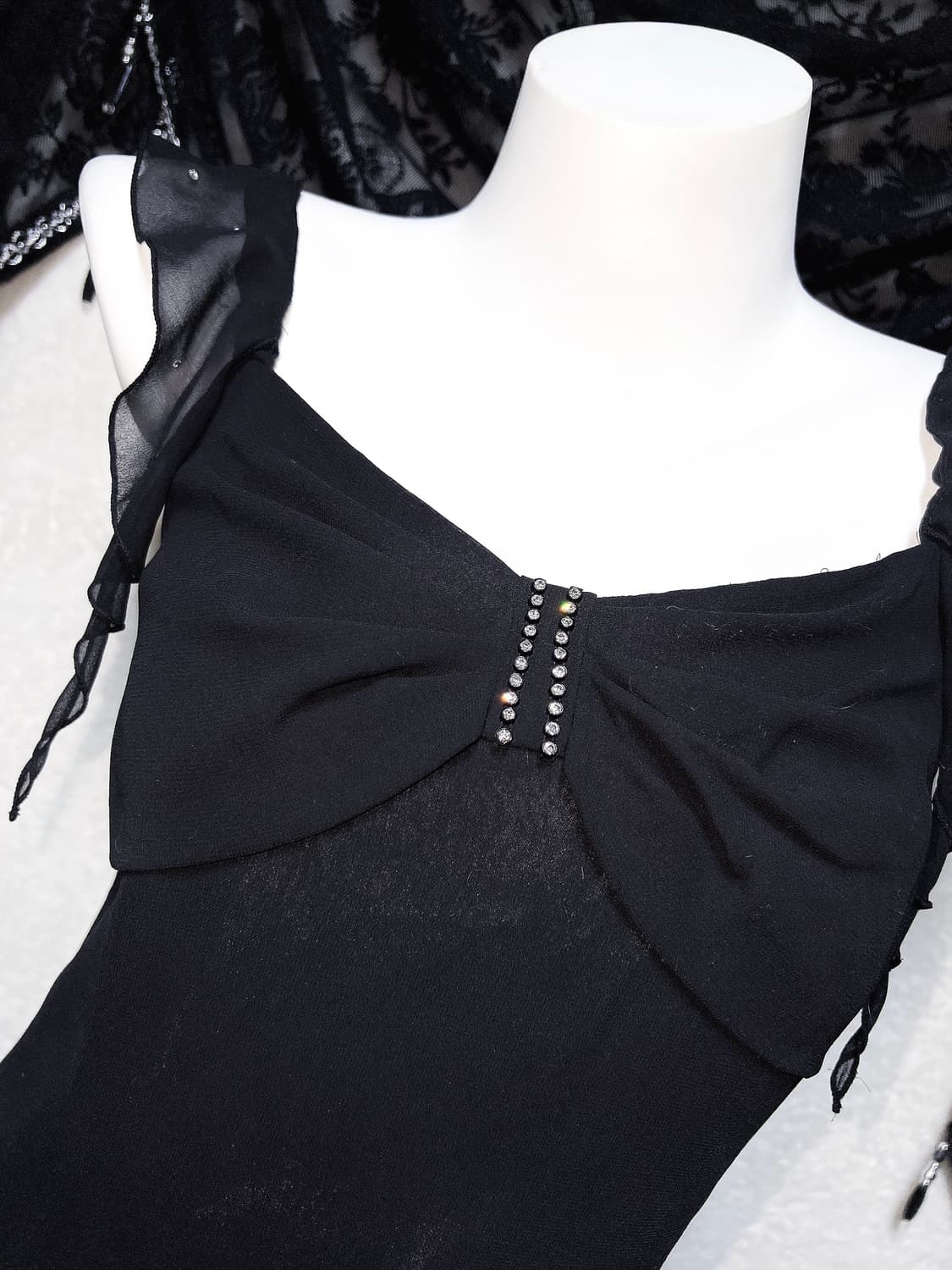 로맨틱고딕 고스 로걀 갸루 큐빅리본 머메이드 드레스 쉬폰원피스 파티 연말 상품이미지6