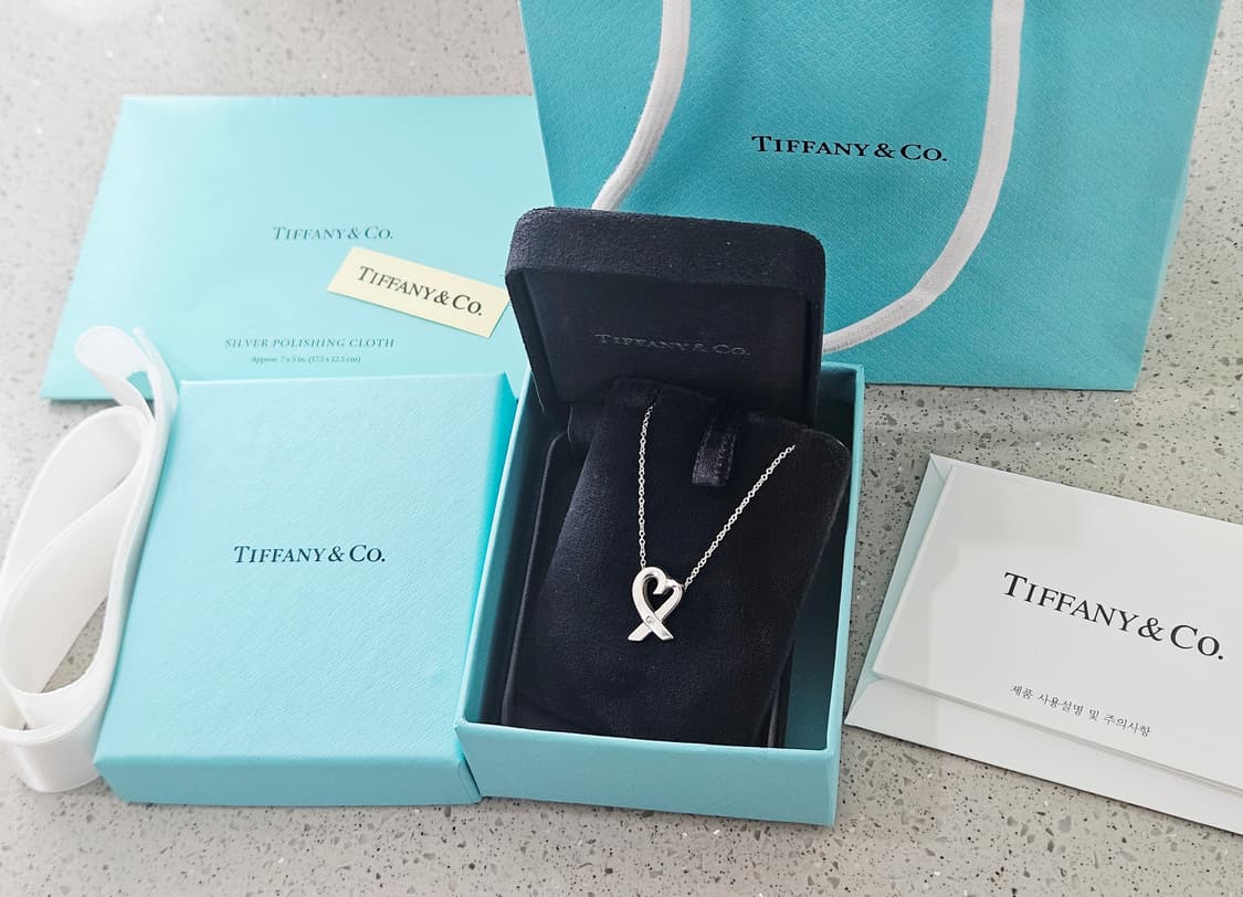 [다이아버전] 티파니앤코 러빙하트 실버 목걸이 미사용급 풀세트 [정품] 상품이미지5