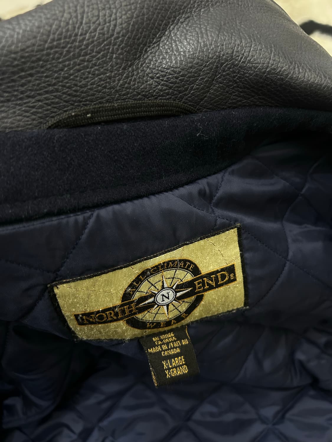 [실측2XL]North end 울 레더 바시티/네이비블랙 상품이미지6