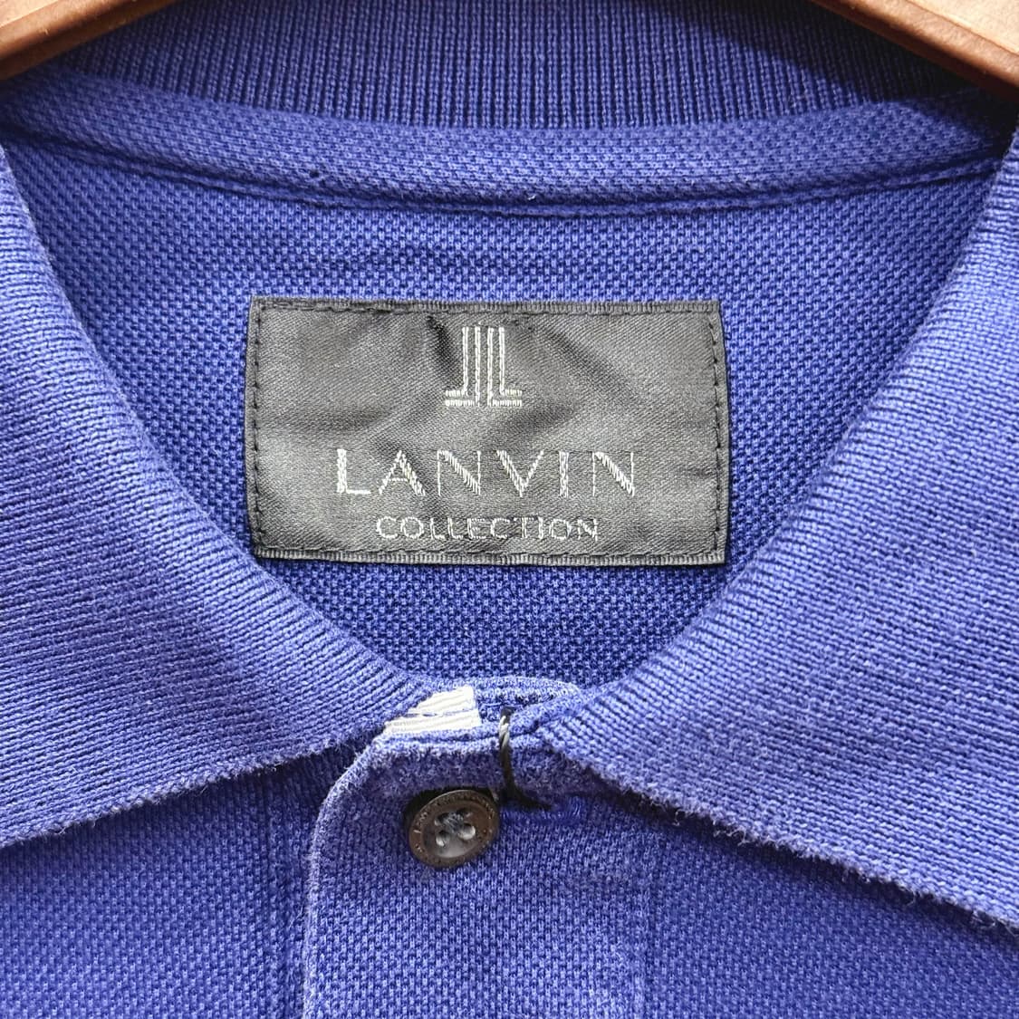 랑방 컬렉션 반팔 카라티 로고 자수 배색 라인 디테일 블루 상품이미지7