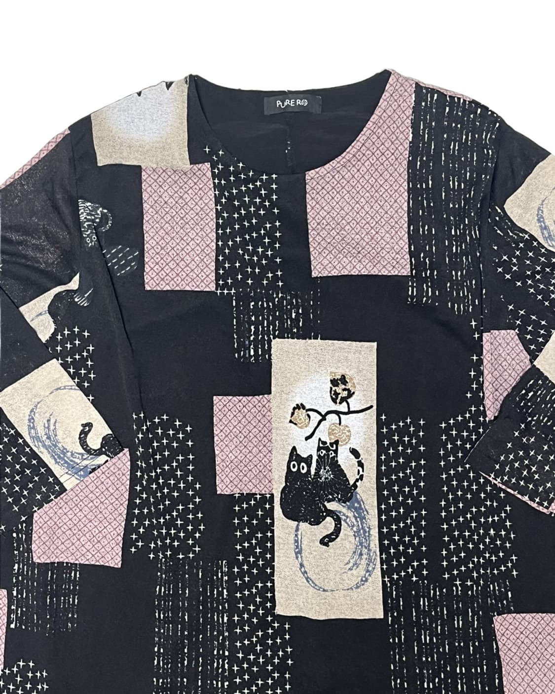 Cats printing layered top 상품이미지2