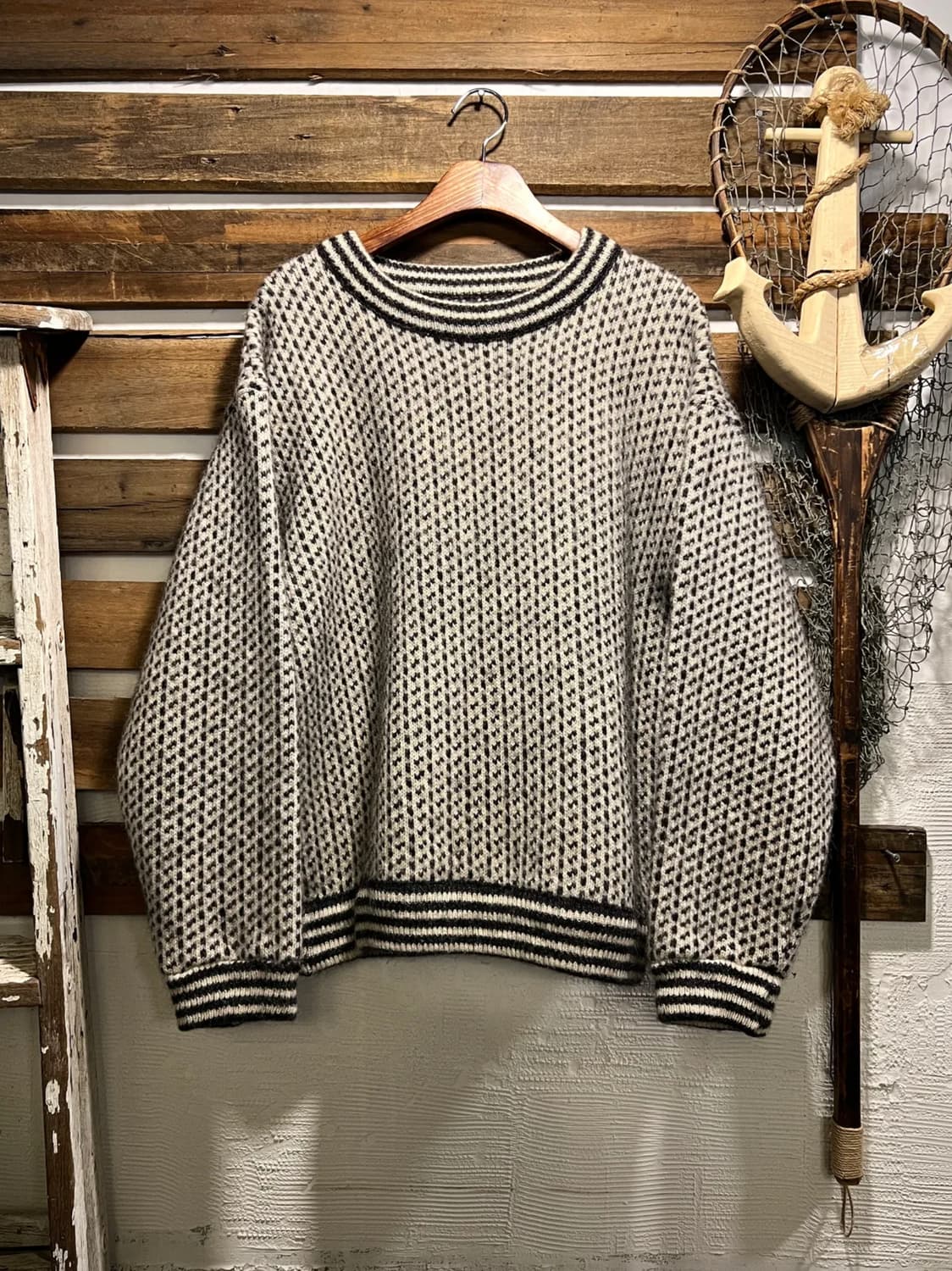 [XL]80's 엘엘빈 Made in Norway 버드아이 울 스웨터 상품이미지1