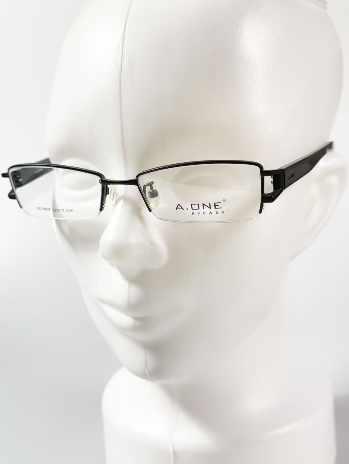 A.ONE 블랙 메탈 반무테 스퀘어 프레임 빈티지 안경 상품이미지8
