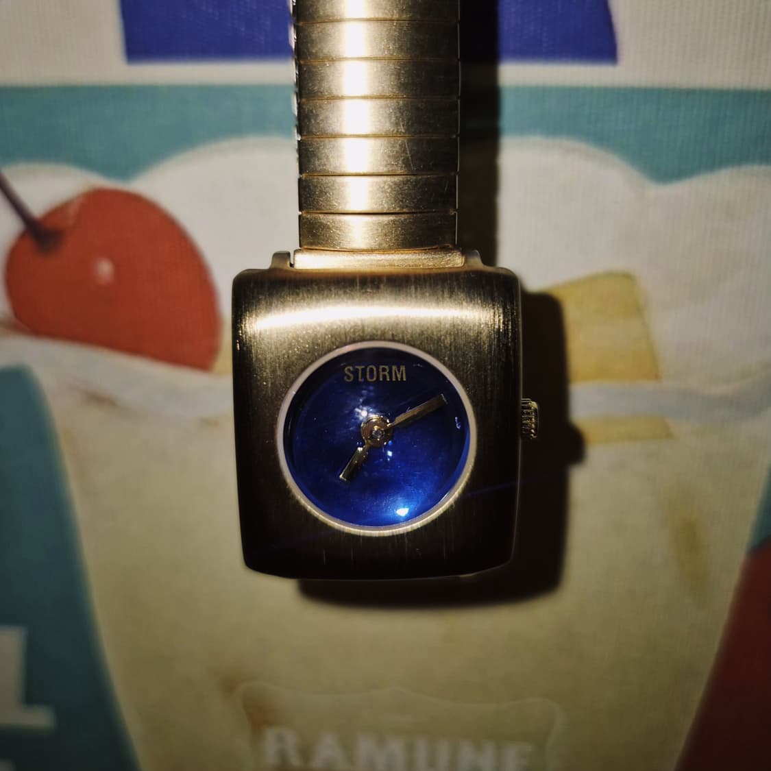 90s 영국 스톰 아쿠아 스퀘어 반구 팔찌 시계 상품이미지6