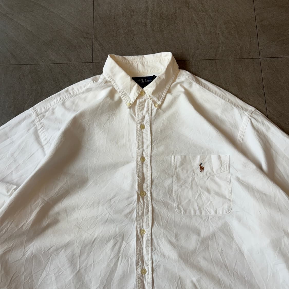90s 폴로 정품 화이트 빅셔츠 라인의 긴팔셔츠 상품이미지3