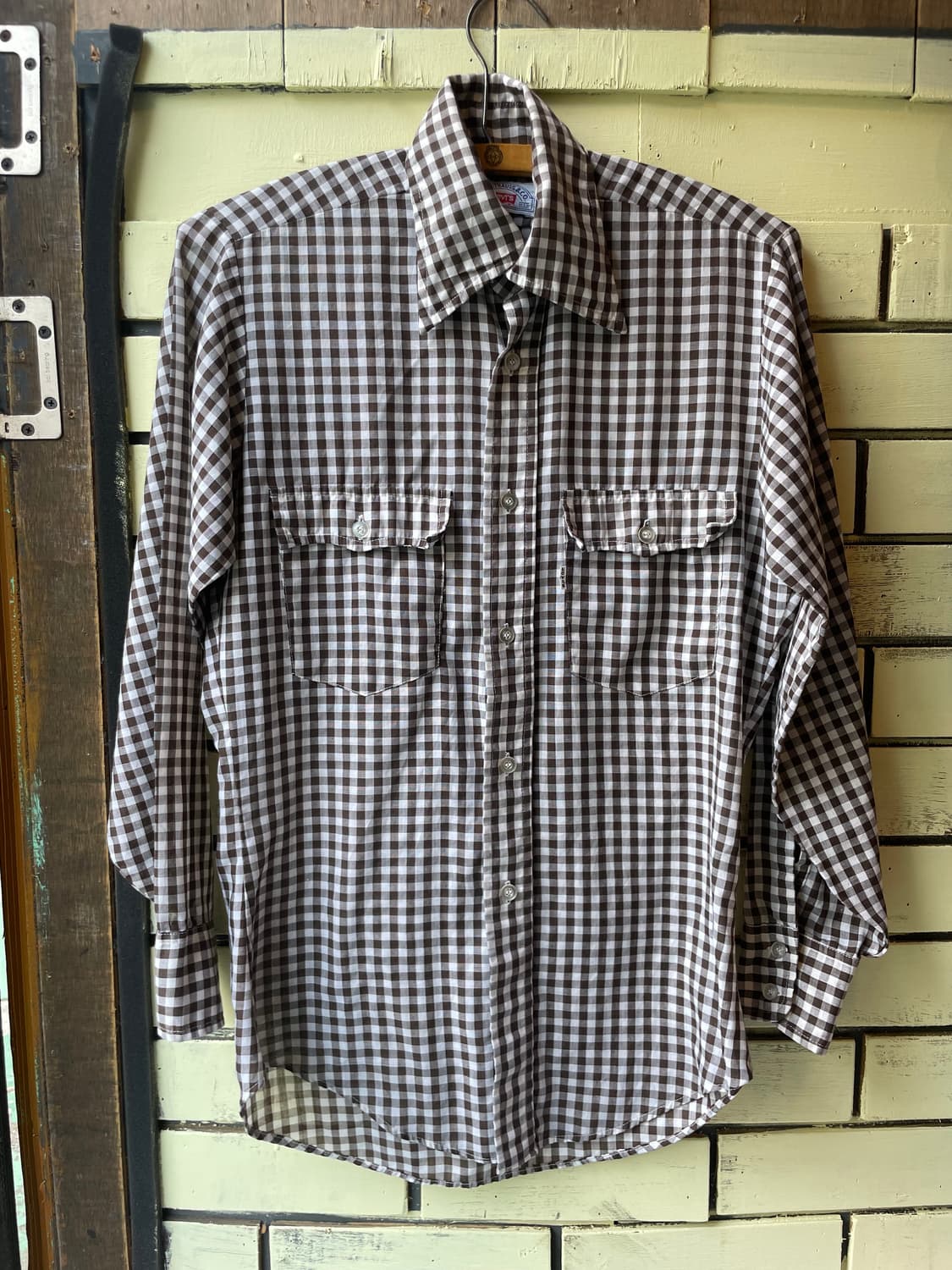 1980's Vintage Levis Brown Gingham Shirt 상품이미지1