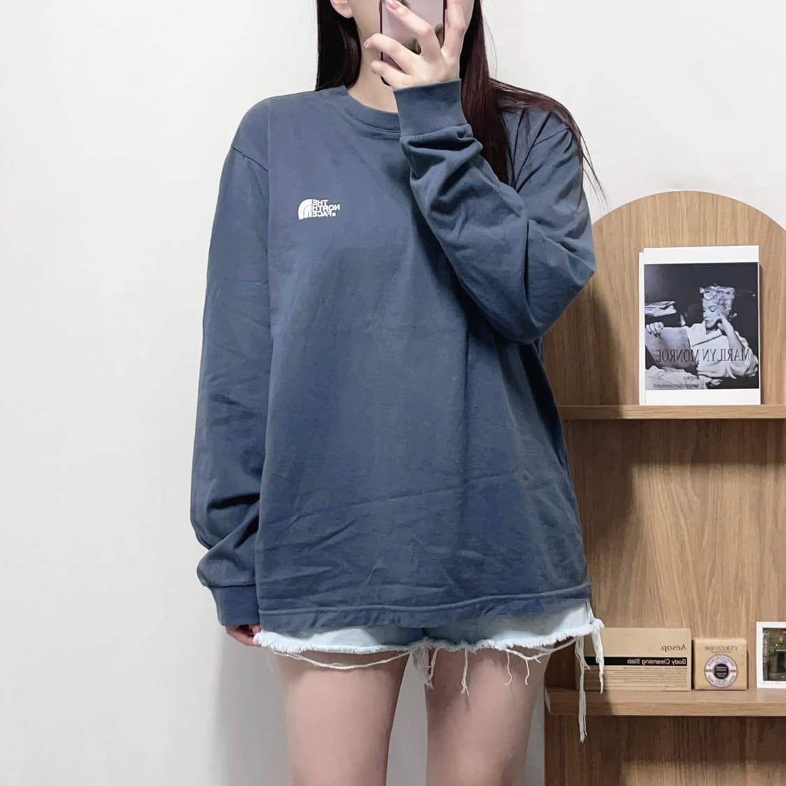 [정품] 노스페이스 블루그레이 뒷빅로고 긴팔티 [ XL ] 상품이미지2