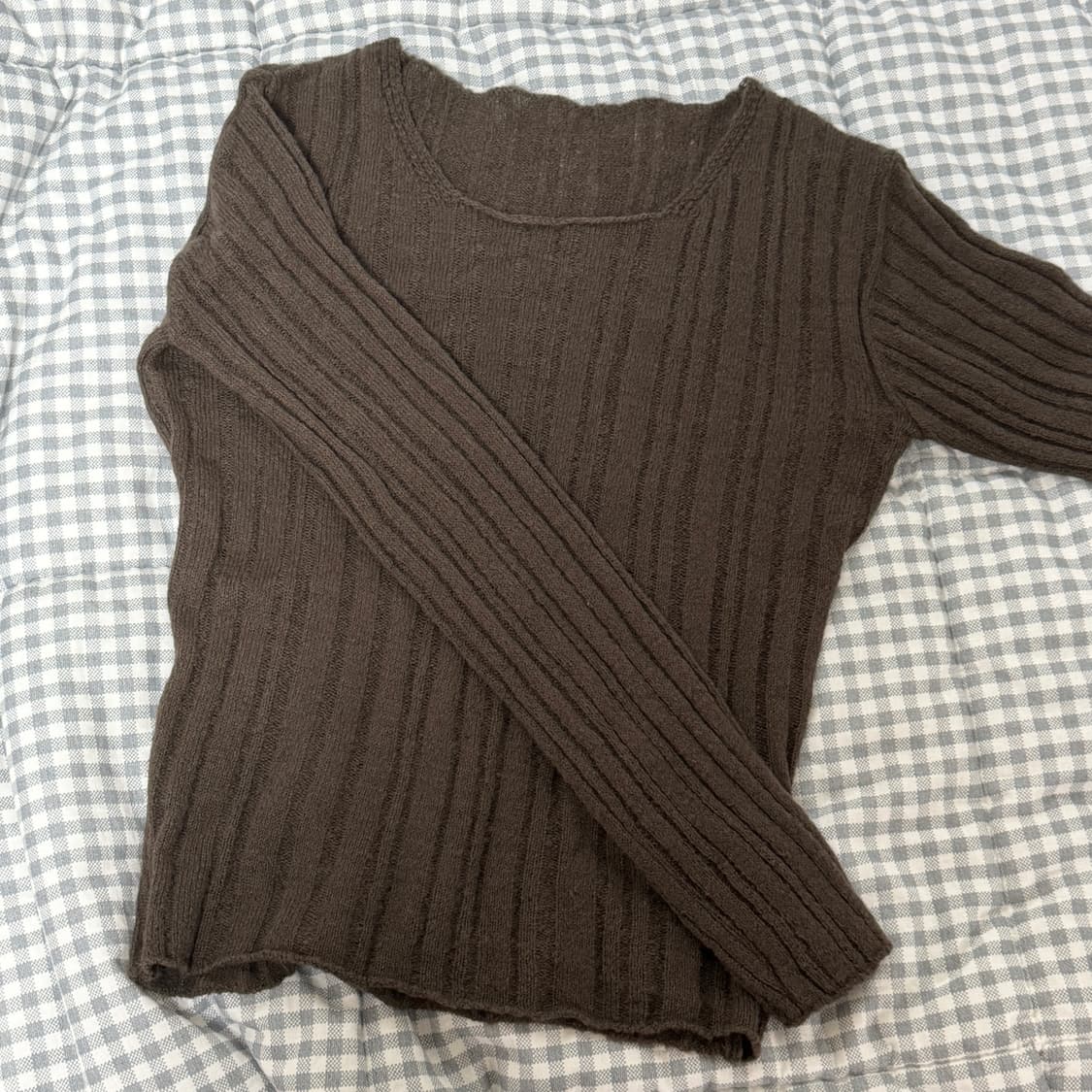 논스탑하우스 라인 모헤어 니트 브라운 에이블리 상품이미지5