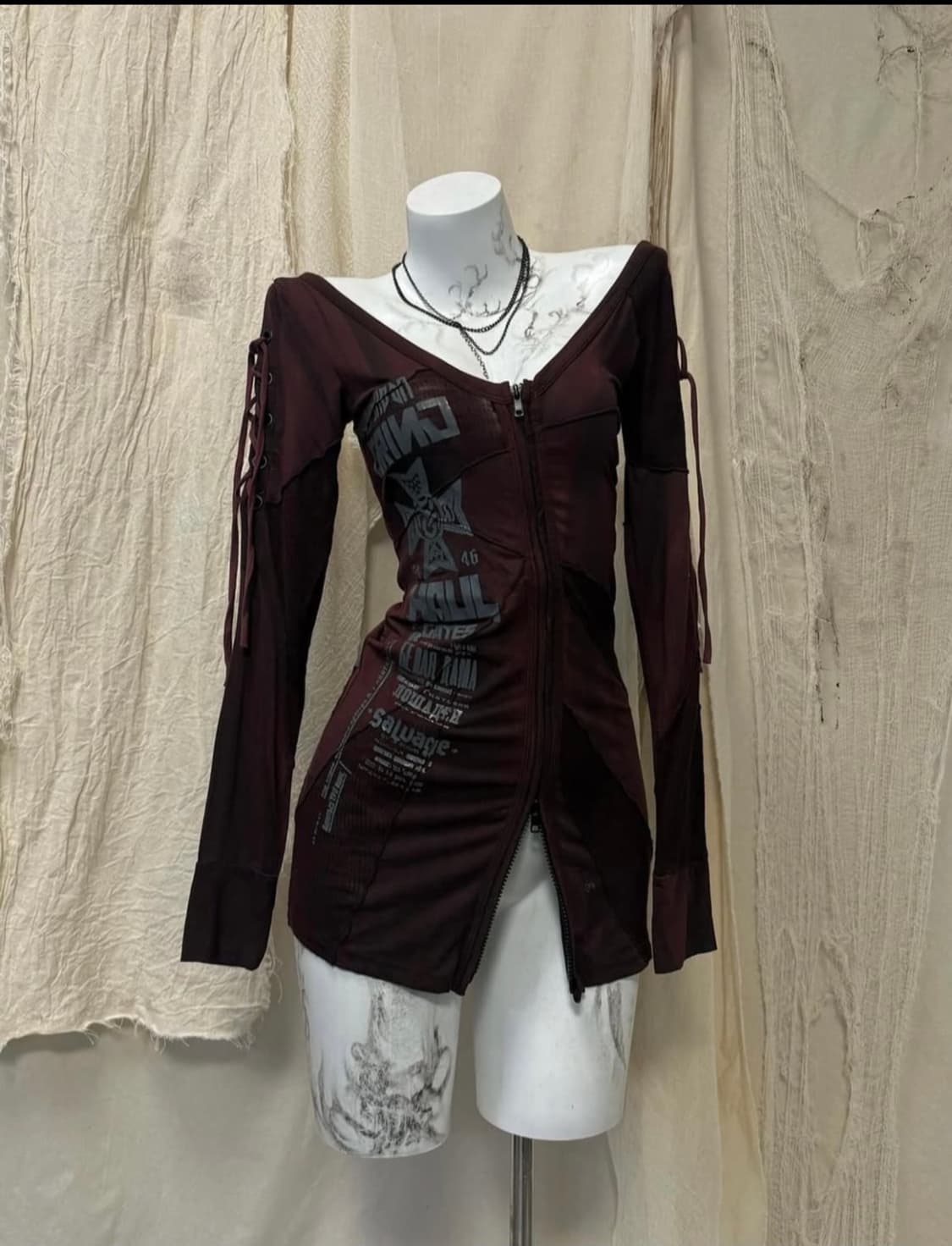 salvage long-sleeved zip-up top 상품이미지1