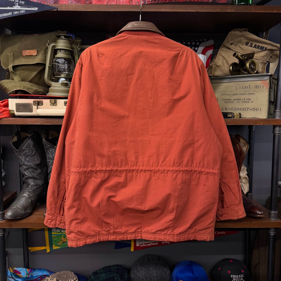 AVIREX 아비렉스 로즈 컬러 레더 카라 밀리터리 필드 코트 헌팅 자켓 상품이미지2