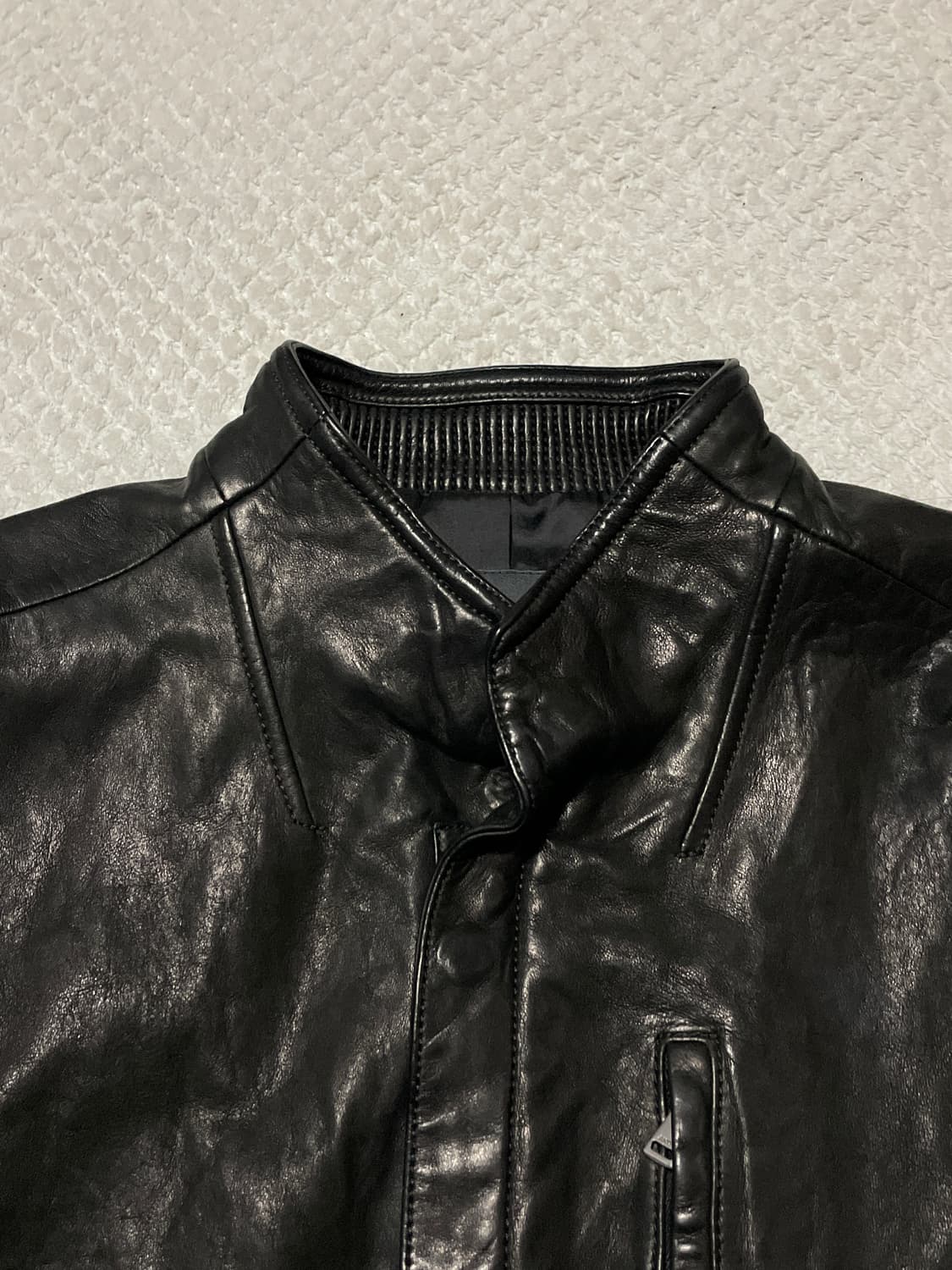 AND Z 웨스턴 무드 램스킨 양가죽 바이커 절개 레더 자켓 상품이미지5