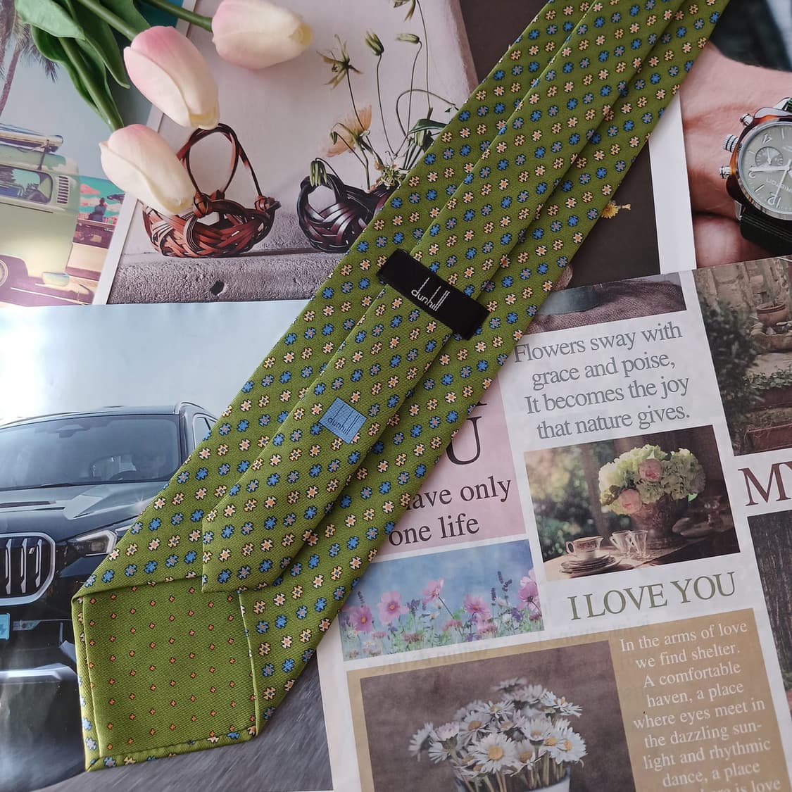 던힐 실크 그린 마이크로 패턴 넥타이 9.2cm A+등급 A19215
 상품이미지4