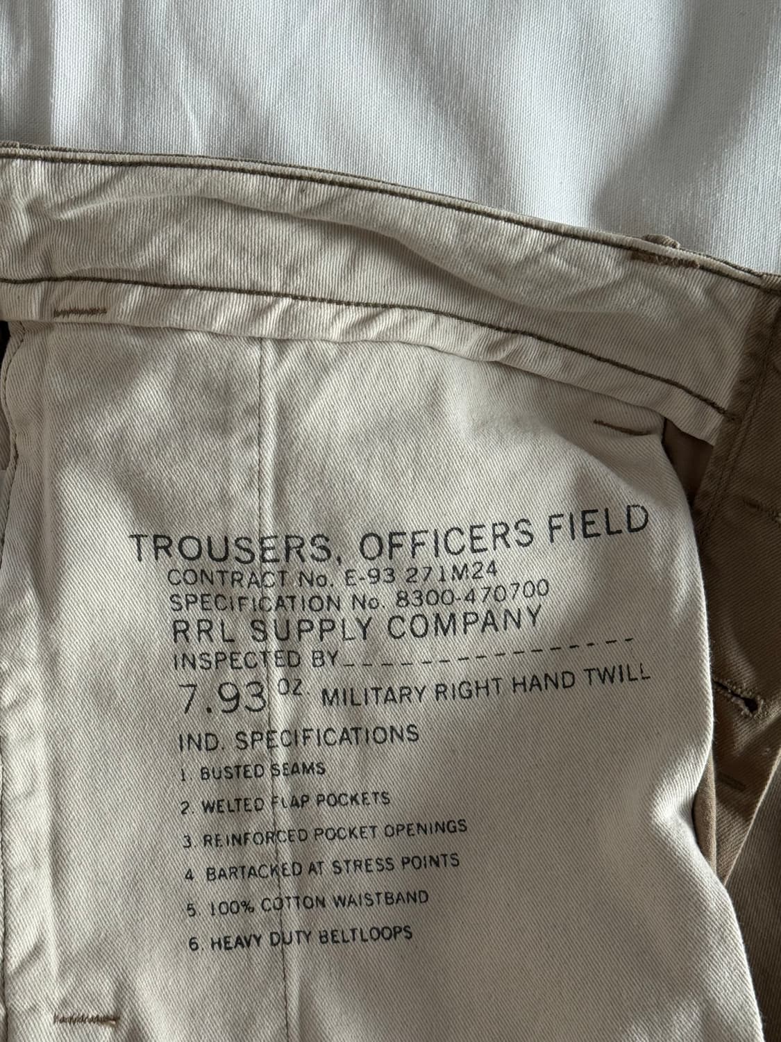 [33] RRL 더블알엘 오피서 치노 팬츠 카키 상품이미지7