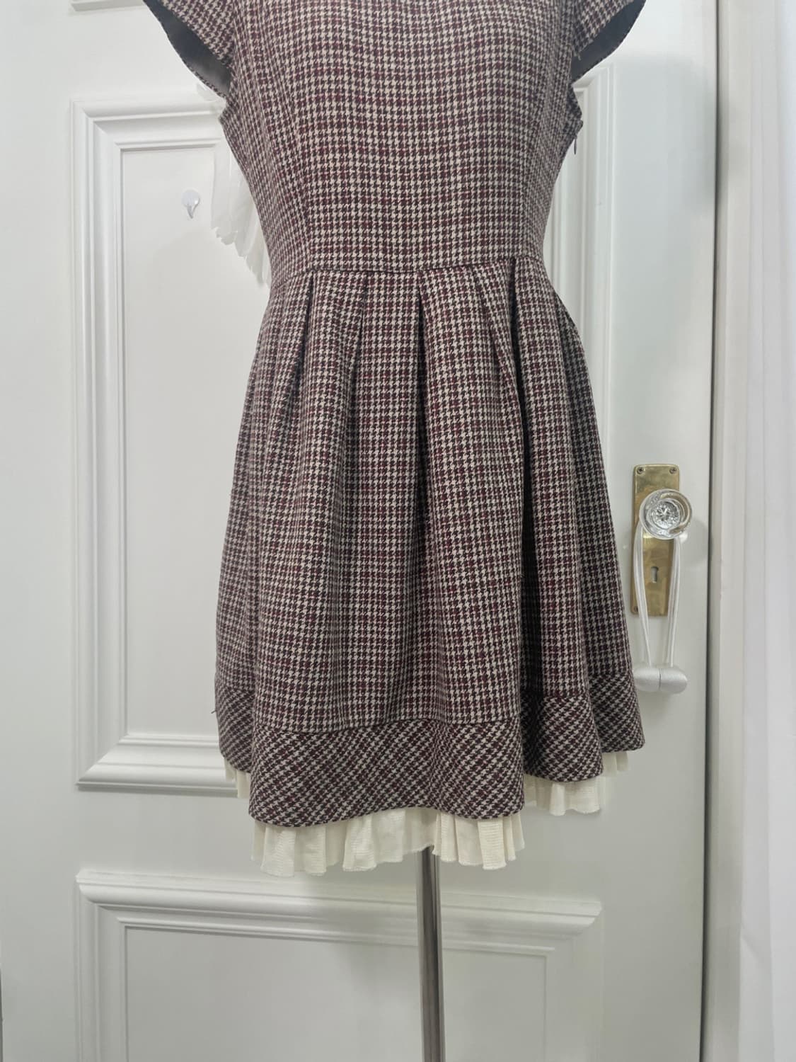 LEST ROSE brown red check pleats lovely 상품이미지8
